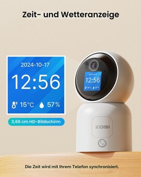 ZOSI 2,5K 4MP WiFi vnútorná bezpečnostná kamera s monitorom, 360 ° otáčanie / naklápanie vnútorná kamera