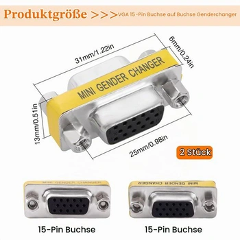 2 kusy přepínačů VGA 15pinový konektor (samice-samice), HD15 mini přepínač, pro monitory