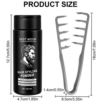 Beugo Volume Powder Hair 30g, vlasový púder pre mužov + stylingový hrebeň, stylingový púder pre jemné