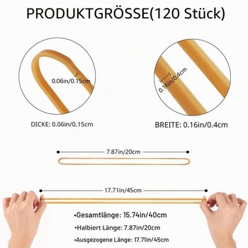 120 gumičiek/krúžkov, šírka 200 x 4 mm, opakovane použiteľné gumičky/krúžky do domácnosti pre