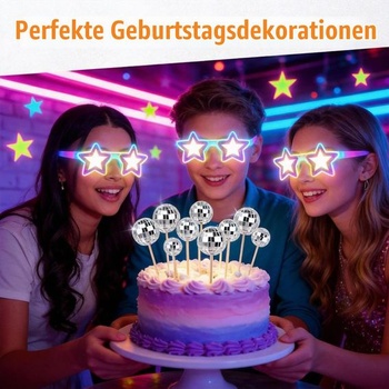 24dielna sada na zdobenie torty s disco guľou, ozdoby na torty s disco guľou, ozdoby na torty s