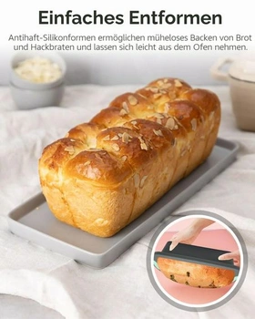 2dielna silikónová obdĺžniková forma na pečenie chleba, forma na tortu, forma na bochník s kefou,