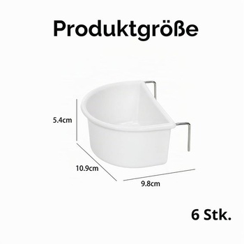 6dielna plastová miska na kŕmenie vtákov, tvaru D, do vtáčej klietky