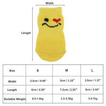 Protišmykové ponožky pre psov, žlté, 1 sada (4 kusy), do interiéru, polyester