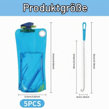 【Balení po 4 kusech】 Skládací láhev na vodu o objemu 1000 ml, vyrobená z potravinářského silikonu,