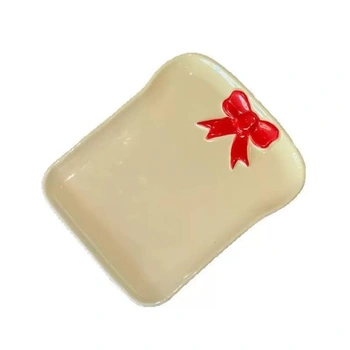Porcelánový talíř na dort, snídaňový talíř, 3D mašle, talíř na chleba, dekorativní, roztomilý talíř