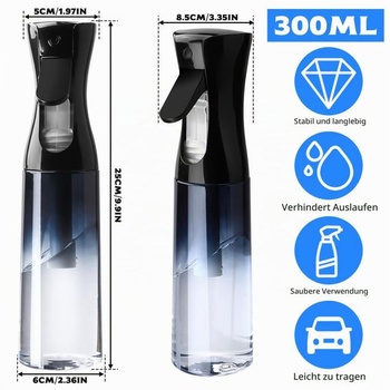 2 ks 300ml fľaštičky s rozprašovačom, čierno-modrý gradient