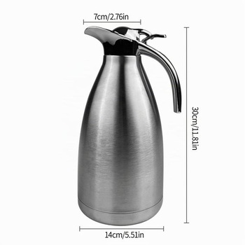 2l nerezová izolovaná karafa, nerezová ocel 304, 24hodinová tepelná izolace, průměr 14 cm, výška 29