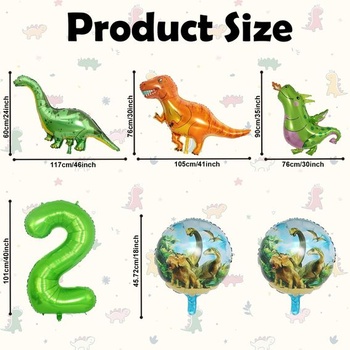 Dinosaurie balóniky pre 2ročné deti, 6 kusov dinosaurích balónikov, héliové balóniky s dinosaurými balónikmi