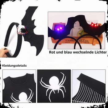 6dielna halloweenska sada pavúčieho kostýmu, dámsky pavúčí kostým, pavúčia maska, čelenka,