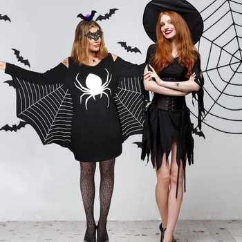 6dielna halloweenska sada pavúčieho kostýmu, dámsky pavúčí kostým, pavúčia maska, čelenka,