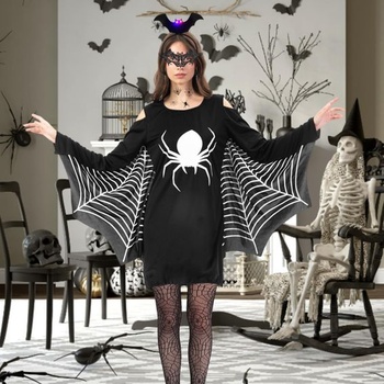 6dielna halloweenska sada pavúčieho kostýmu, dámsky pavúčí kostým, pavúčia maska, čelenka,
