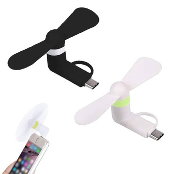 Cerioll 2 mini ventilátory na telefón, 2 v 1 mini ventilátor na telefón, prenosný chladiaci rotačný