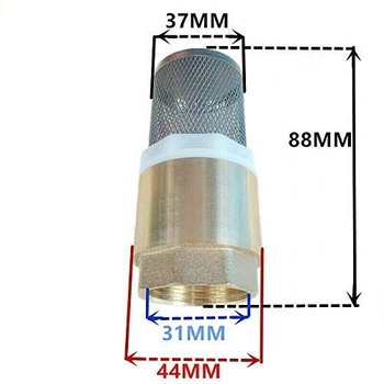 Spätný ventil TopHomer 88 x 37 mm, 1 palec, s pripojením potrubia 25 mm – mosadz a nerezová oceľ sa