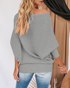 Dámske voľné svetre s netopierím rukávom a odhalenými ramenami, nadmerné, elegantné, s dlhým rukávom