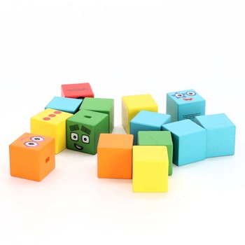 Vzdelávacie zdroje Numberblocks Drevené kocky, 15 viacfarebných kociek, Stavajte postavičky od