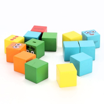 Vzdelávacie zdroje Numberblocks Drevené kocky, 15 viacfarebných kociek, Stavajte postavičky od