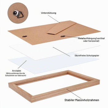 HIMEETIME® 2x rámy na obrazy DIN A5 15x21 cm, vyrobené z masívneho dubu, rám z prírodného dubového