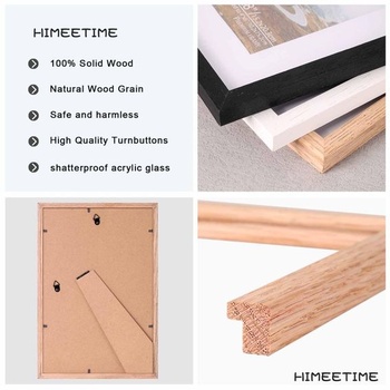 HIMEETIME® 2x rámy na obrazy DIN A5 15x21 cm, vyrobené z masívneho dubu, rám z prírodného dubového