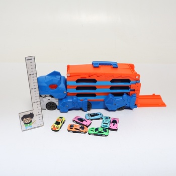 Prepravné vozidlo s dinosaurami - 3 v 1 autíčko s vyhadzovacím mechanizmom, skladacia prenosná dráha pre