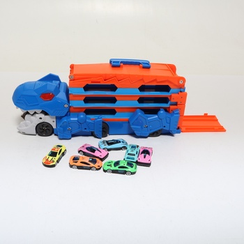 Prepravné vozidlo s dinosaurami - 3 v 1 autíčko s vyhadzovacím mechanizmom, skladacia prenosná dráha pre