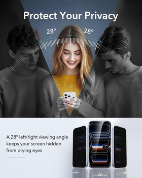 Sada 3 tvrdených sklenených ochranných fólií ESR pre iPhone 17 Pro, sada 3 ks Classic Privacy pre