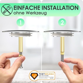 2 univerzálne vaňové zátky, priemer 72 mm, nerezová oceľ, 2 kusy