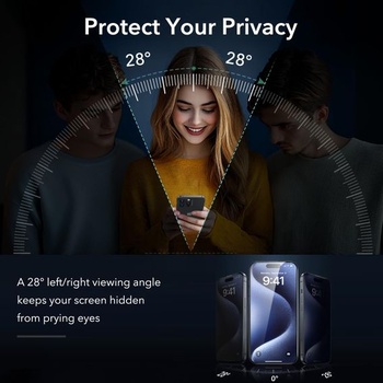 Ochranné tvrdené sklo ESR pre iPhone 15 Pro, 3 kusy, montážny rámček