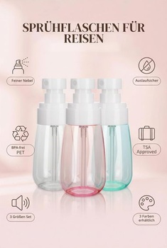 Malá znovu naplniteľná rozprašovač, vlasová kozmetika (modrá+priehľadná+ružová, 100ml*3)
