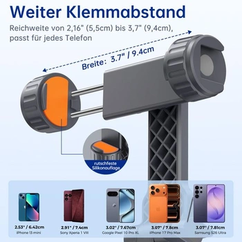 Držák telefonu Syncwire pro stativ, adaptér pro stativ telefonu, šedá metalická