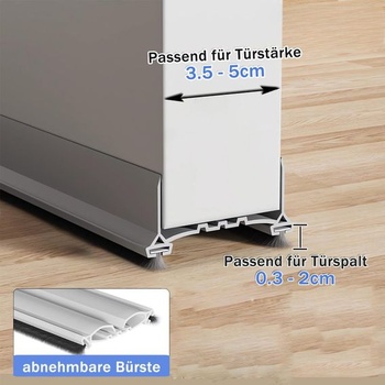 Těsnění dveří JINMEE proti průvanu 96 cm, vylepšené řezatelné těsnění pod dveřmi s oboustrannými