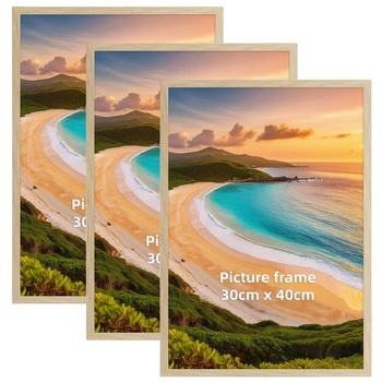 Hoikwo 3dielna sada obrazových rámov vo farbe dreva 30x40 cm - Jednoduché fotorámiky z prírodného