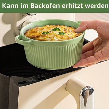 Mini Cocotte s víkem 250ml, Malý kulatý zapékací pekáč, Keramické zapékací misky s uchy na lasagne,