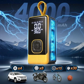 Přenosná elektrická vzduchová pumpa, 150 PSI/10,3 baru, bateriová pumpa na kolo