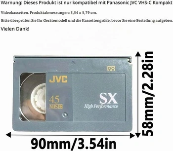Kazetový adaptér VHS-C kompatibilní s videokamerami JVC a VHS-C, kazetový konvertor Panasonic (není