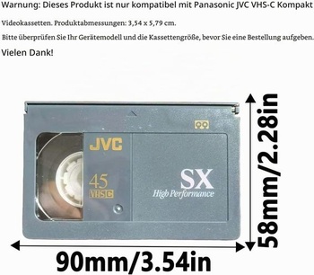 Kazetový adaptér VHS-C kompatibilný s videokamerami JVC a VHS-C, kazetový konvertor Panasonic (nie je