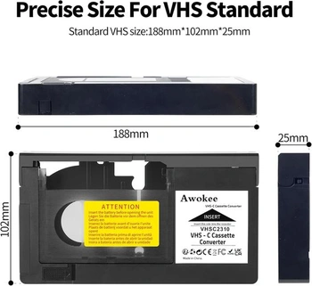 Kazetový adaptér VHS-C kompatibilní s videokamerami JVC a VHS-C, kazetový konvertor Panasonic (není