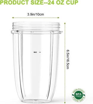 2 kusy náhradných mixérových kelímkov s objemom 24 oz pre NutriBullet rady 600W a 900W | Náhradné
