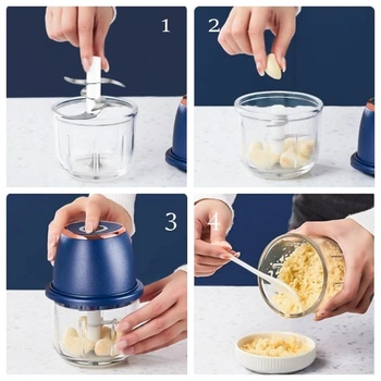 Elektrický kuchyňský sekáček Yuragim, přenosný sekáček na cibuli 350 ml, mini sekáček, dobíjecí