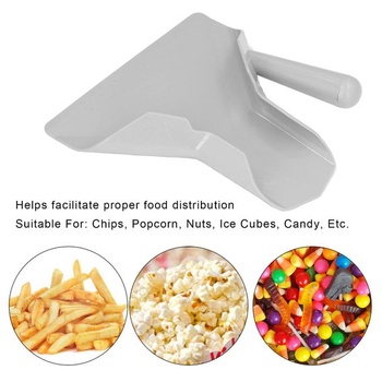 Naběračka na popcorn, nakladač naberaček na hranolky, naběračka na balení hranolků, trychtýř,
