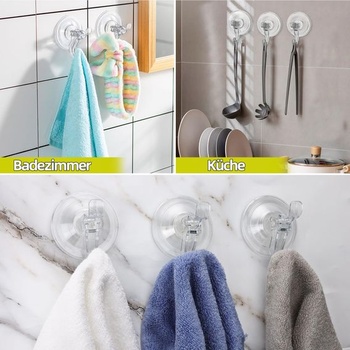 Prísavné háčiky Antimbee, 3dielne, priehľadné, odnímateľné, do sprchy, kúpeľne, na sklo, na dvere, do