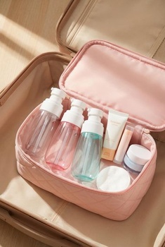 Malá znovu naplniteľná rozprašovačová fľaštička, vlasová kozmetika (Priehľadná+Modrá+Ružová, 100ml*3)
