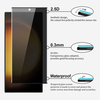 [2 ks] Ochranné tvrdené sklo proti špionážnemu pádu pre Samsung Galaxy S23 Ultra 5G, vysoká