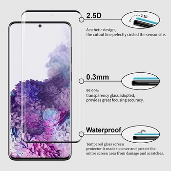 [2 kusy] Ochranné tvrdené sklo pre Samsung Galaxy S20 Plus, vysoká kvalita, 3D zakrivenie, plné