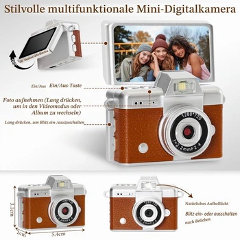 Retro mini digitálny fotoaparát, 1,3-palcový mini fotoaparát na kľúčenku s bleskom, fotoaparát s