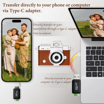 Retro mini digitálny fotoaparát, 1,3-palcový mini fotoaparát na kľúčenku s bleskom, fotoaparát s
