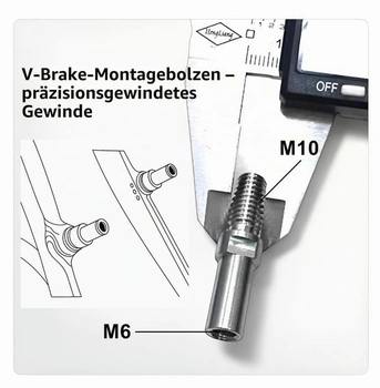 Úchyty brzd VEDA® 2X Titanium M6/M10 x 1,25 – brzdové sloupky V-Brake pro rámy kol Shimano Avid R9