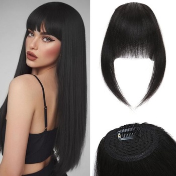 Benehair Clip-in ofina z pravých ľudských vlasov, príčesok s francúzskou ofinou pre ženy, denný