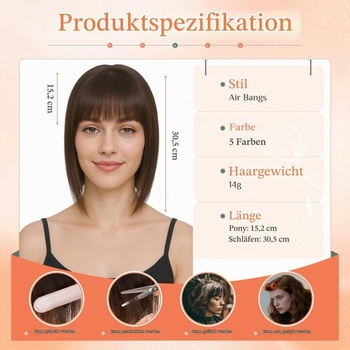 Benehair Clip-in ofina z pravých ľudských vlasov, príčesok s francúzskou ofinou pre ženy, denný