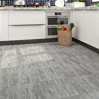 PVC podlaha Livelynine, imitácia dlaždice, šedá vinylová podlaha, samolepiaca, PVC dlaždice s imitáciou